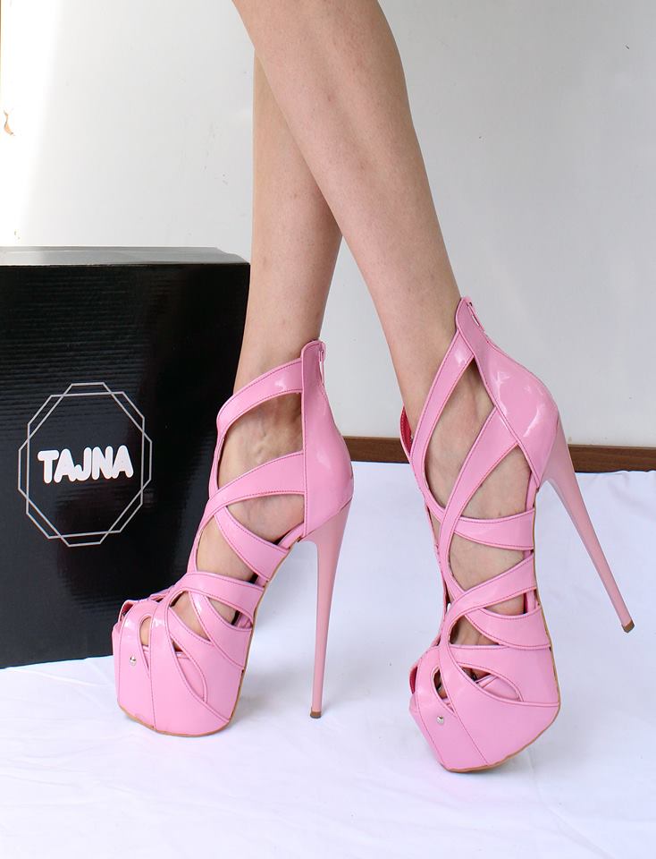 Caged Pink Platform High Heel Booties