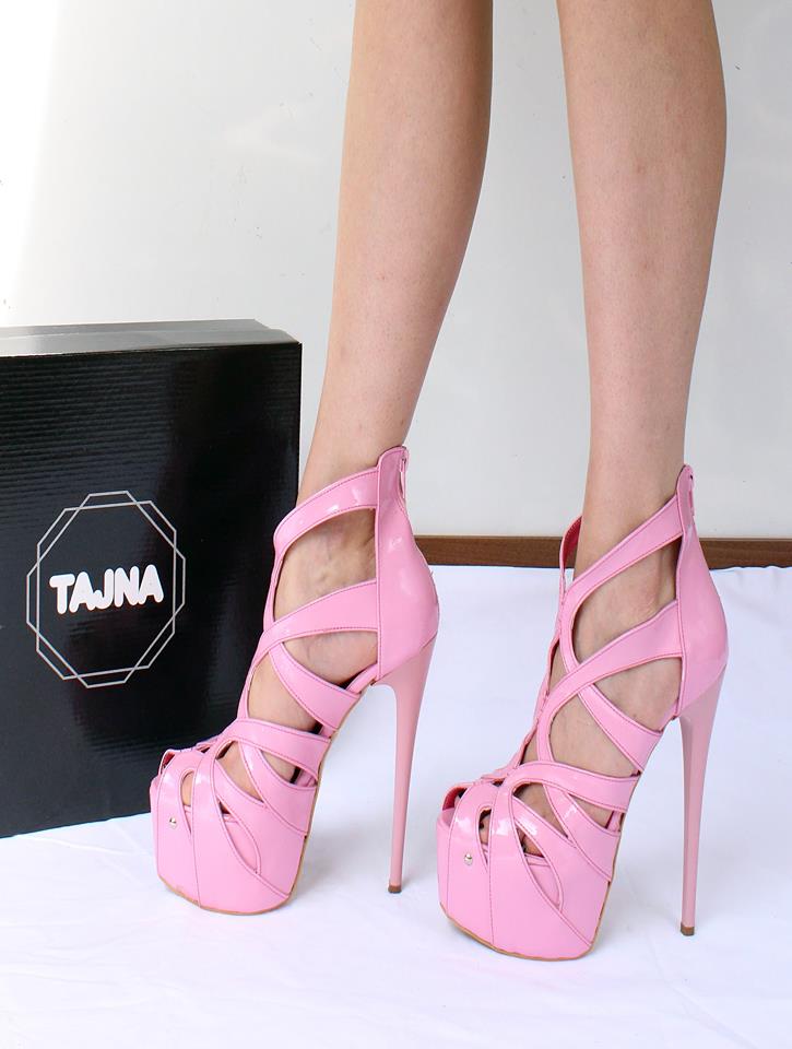 Caged Pink Platform High Heel Booties