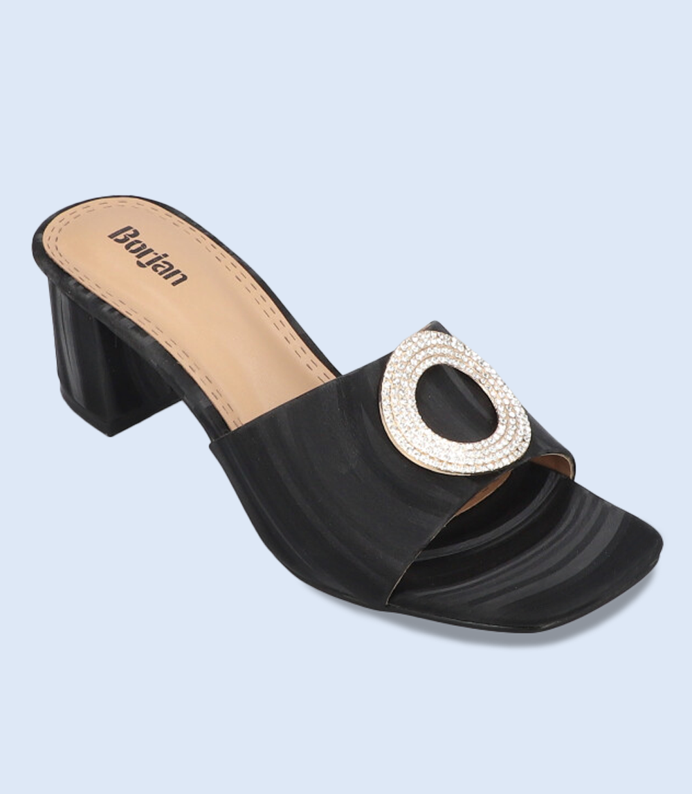 Casual Slipper Heels for Women - BW9354 Black