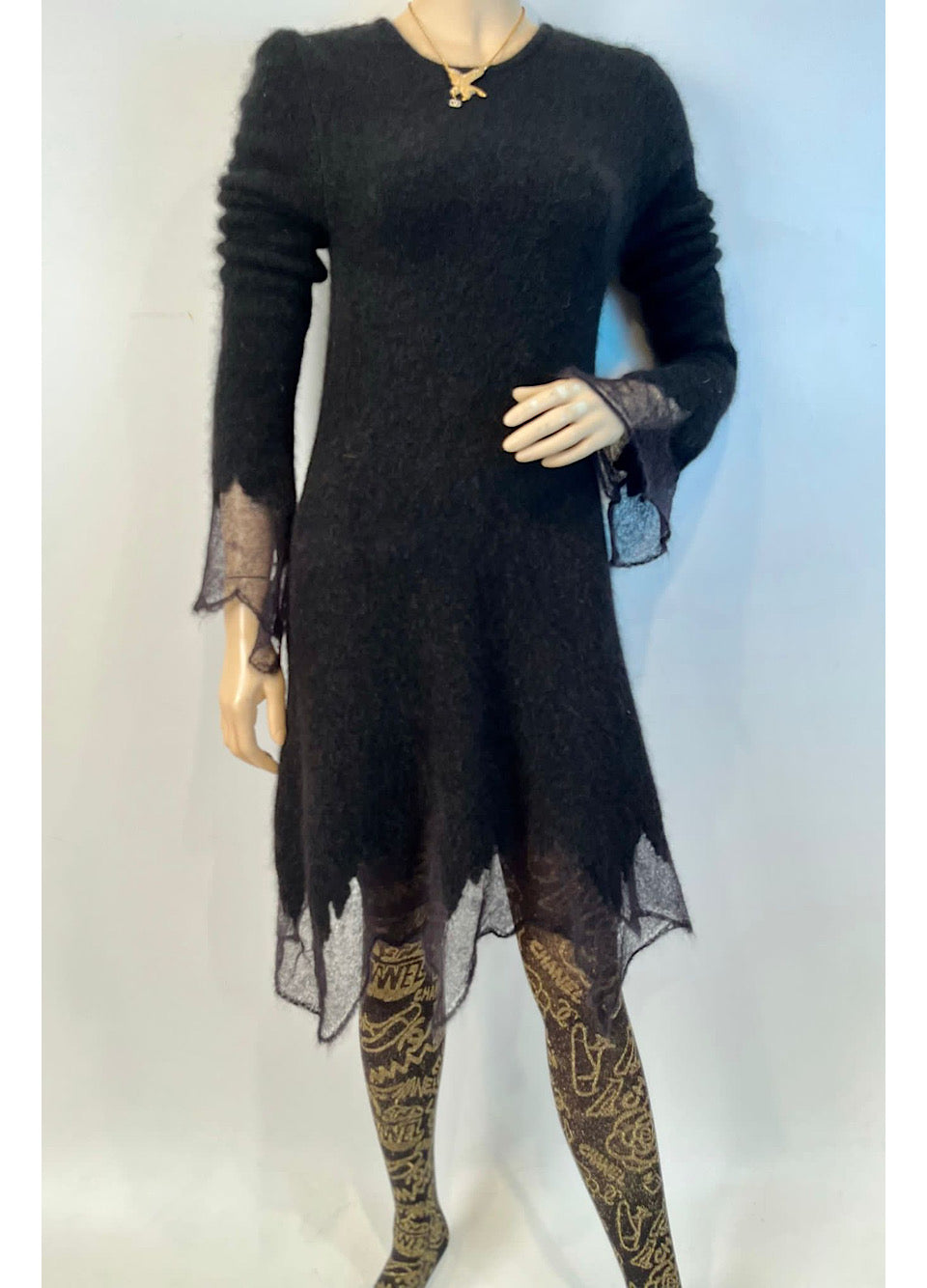 Chanel 09A 2009 Fall Runway Sweater Dress in Black - FR 34 US 4.