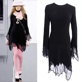 Chanel 09A 2009 Fall Runway Sweater Dress in Black - FR 34 US 4.