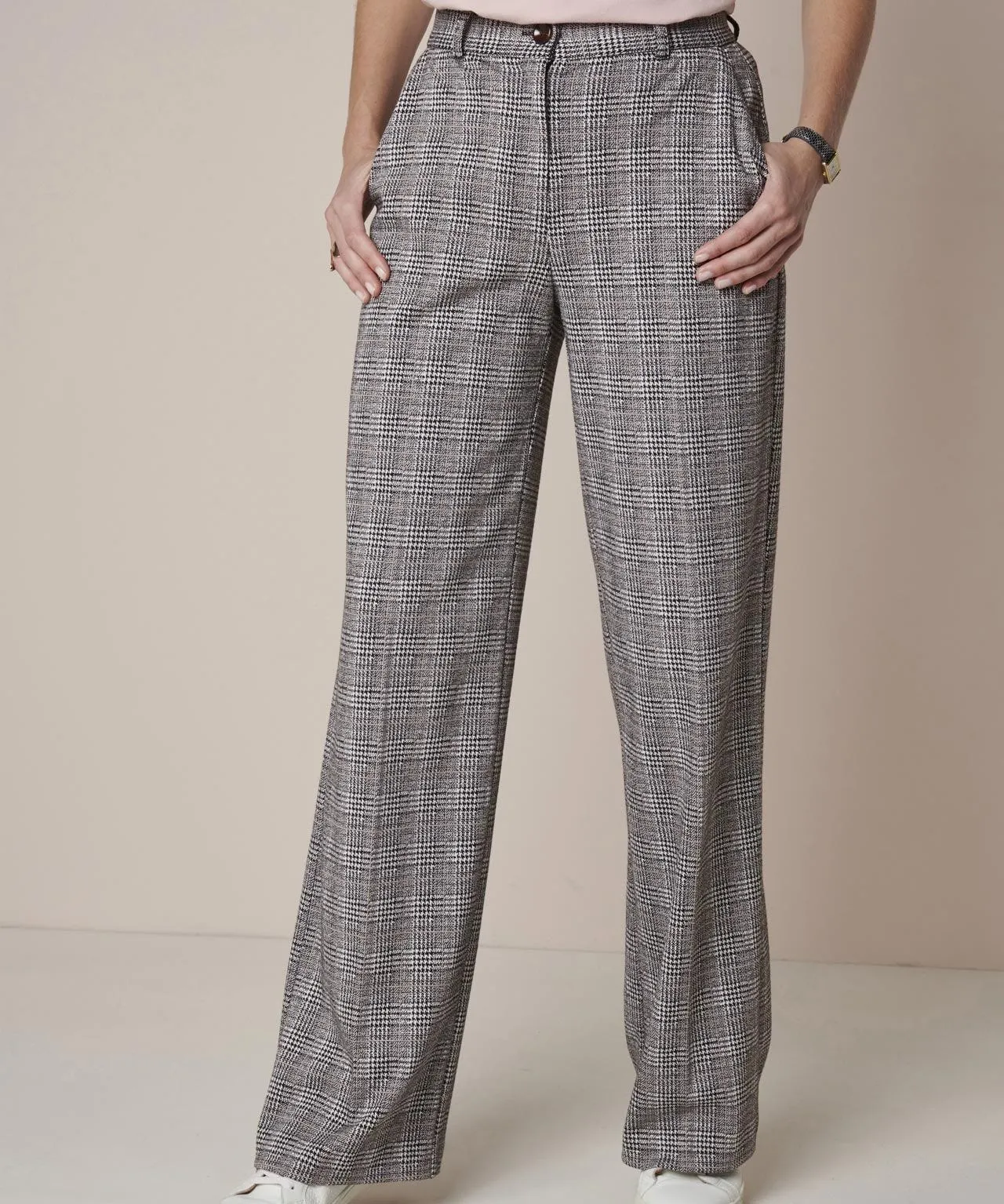 Checked Wide Leg Pants