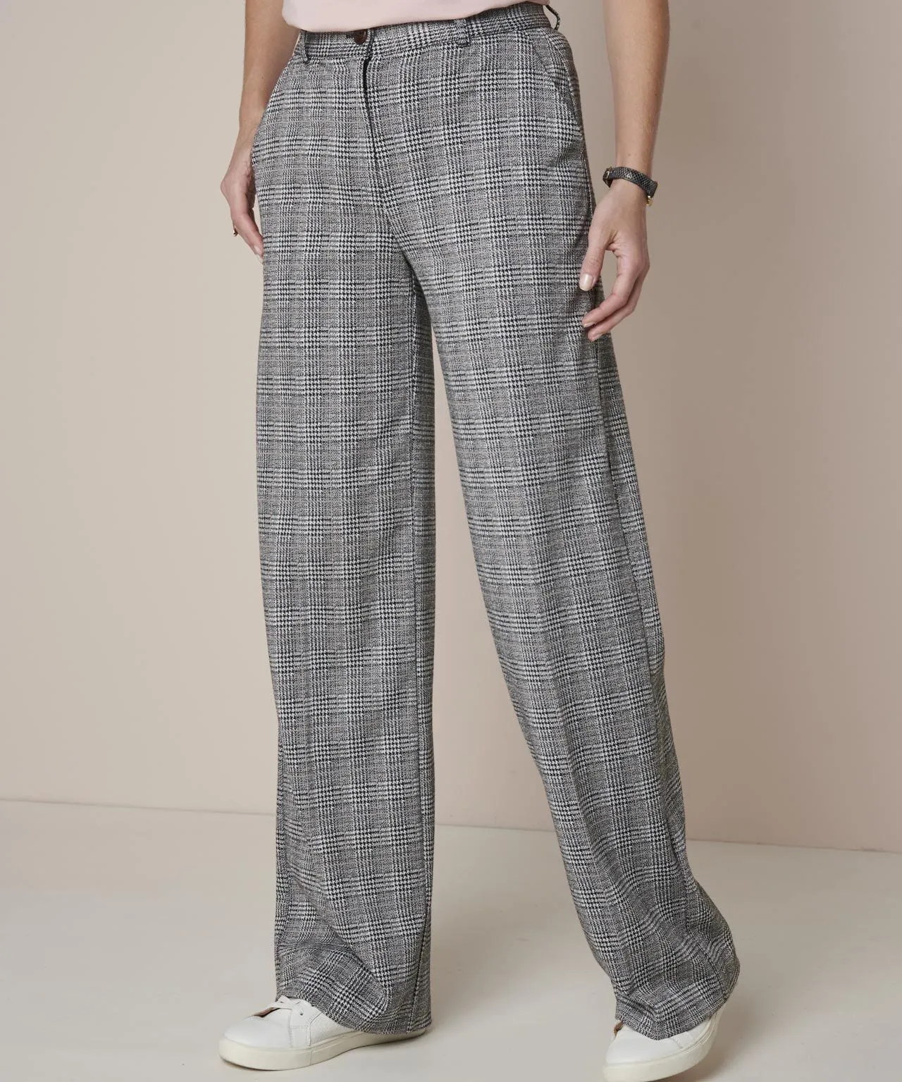 Checked Wide Leg Pants