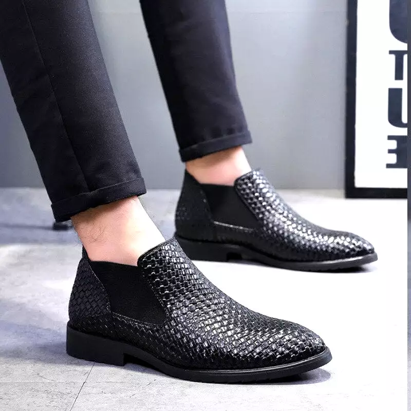 Chelsea boots for men, classic fashion boots, hand knit shoes, tall style, available in big sizes 38-48.