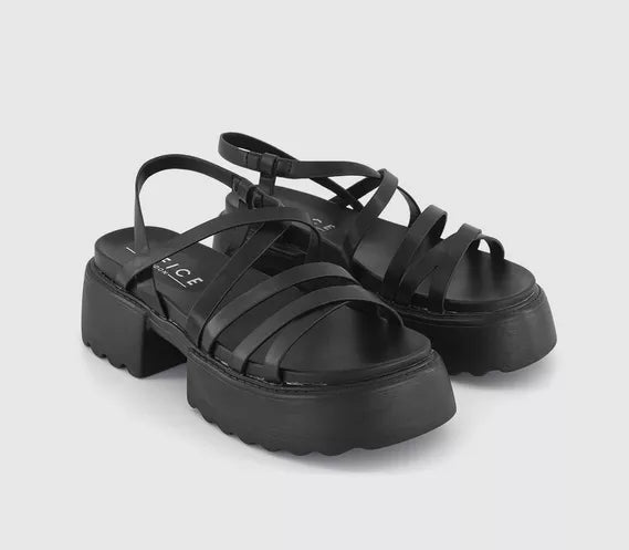 Chunky Black Multi-Strap Sandals for Women in Office Maverick Style