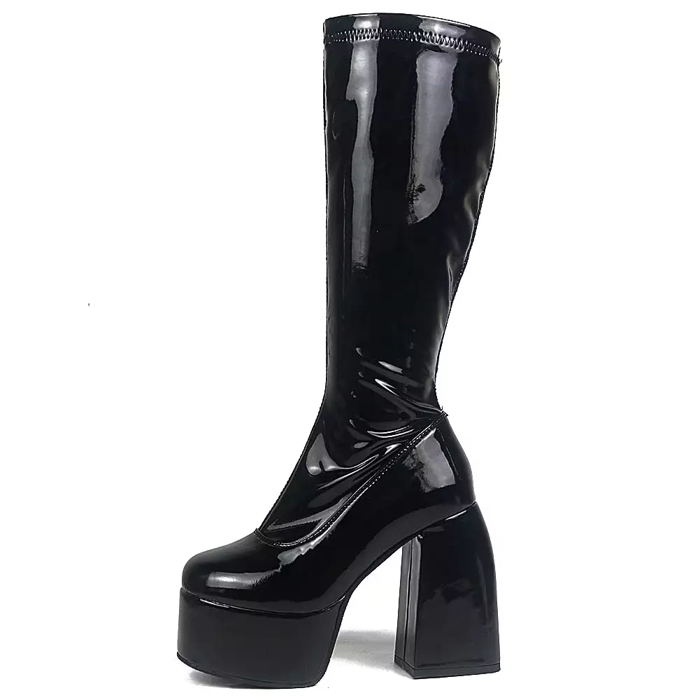 Chunky Heels Gothic Black Platform Boots - Brand Design, Fashion & Luxury Women's Shoes