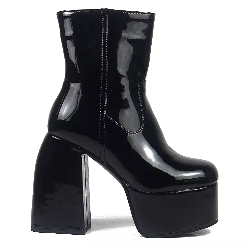 Chunky Heels Gothic Black Platform Boots - Brand Design, Fashion & Luxury Women's Shoes