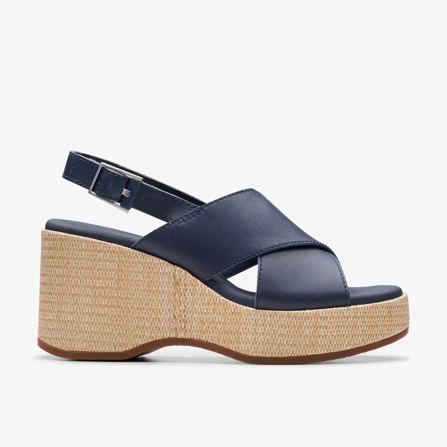 Clarks Manon Wish Navy Leather Wedge shoes