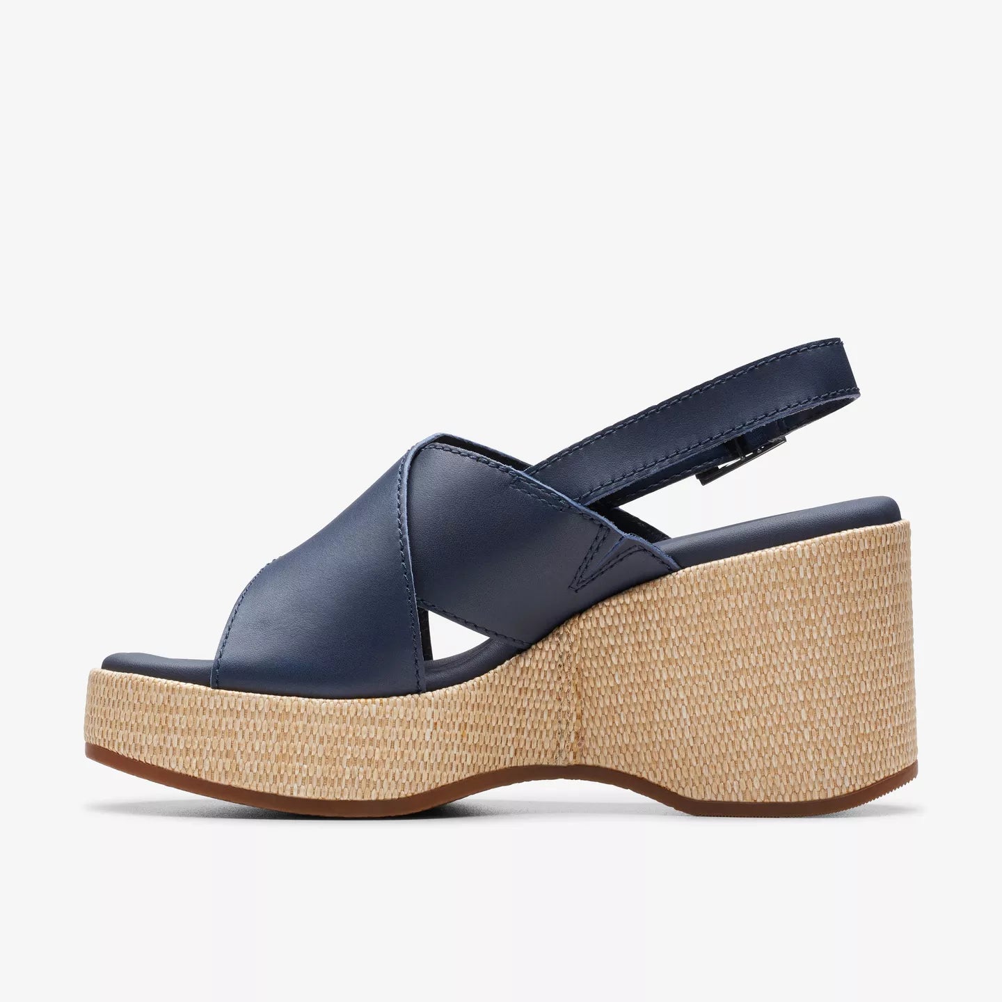 Clarks Manon Wish Navy Leather Wedge shoes