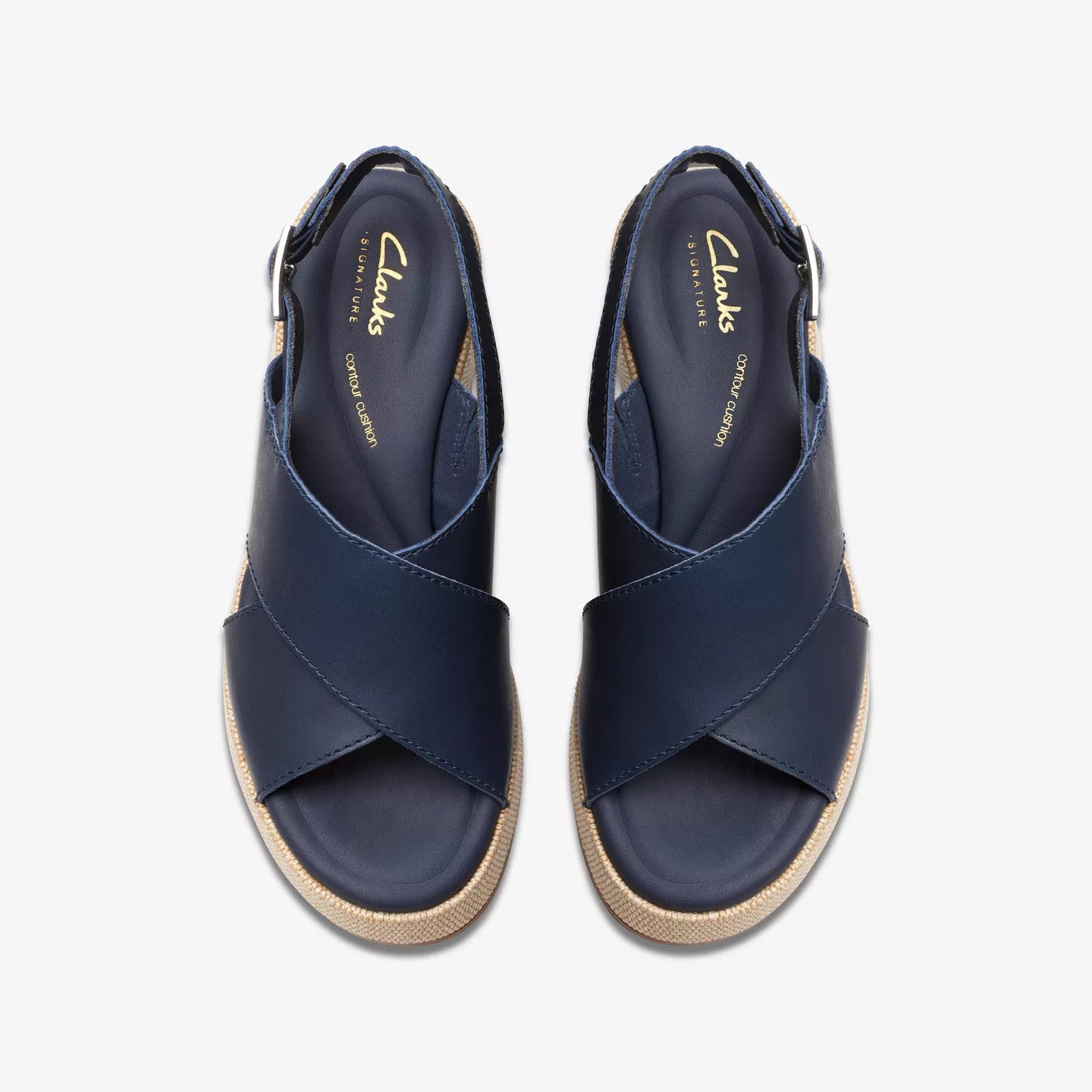 Clarks Manon Wish Navy Leather Wedge shoes