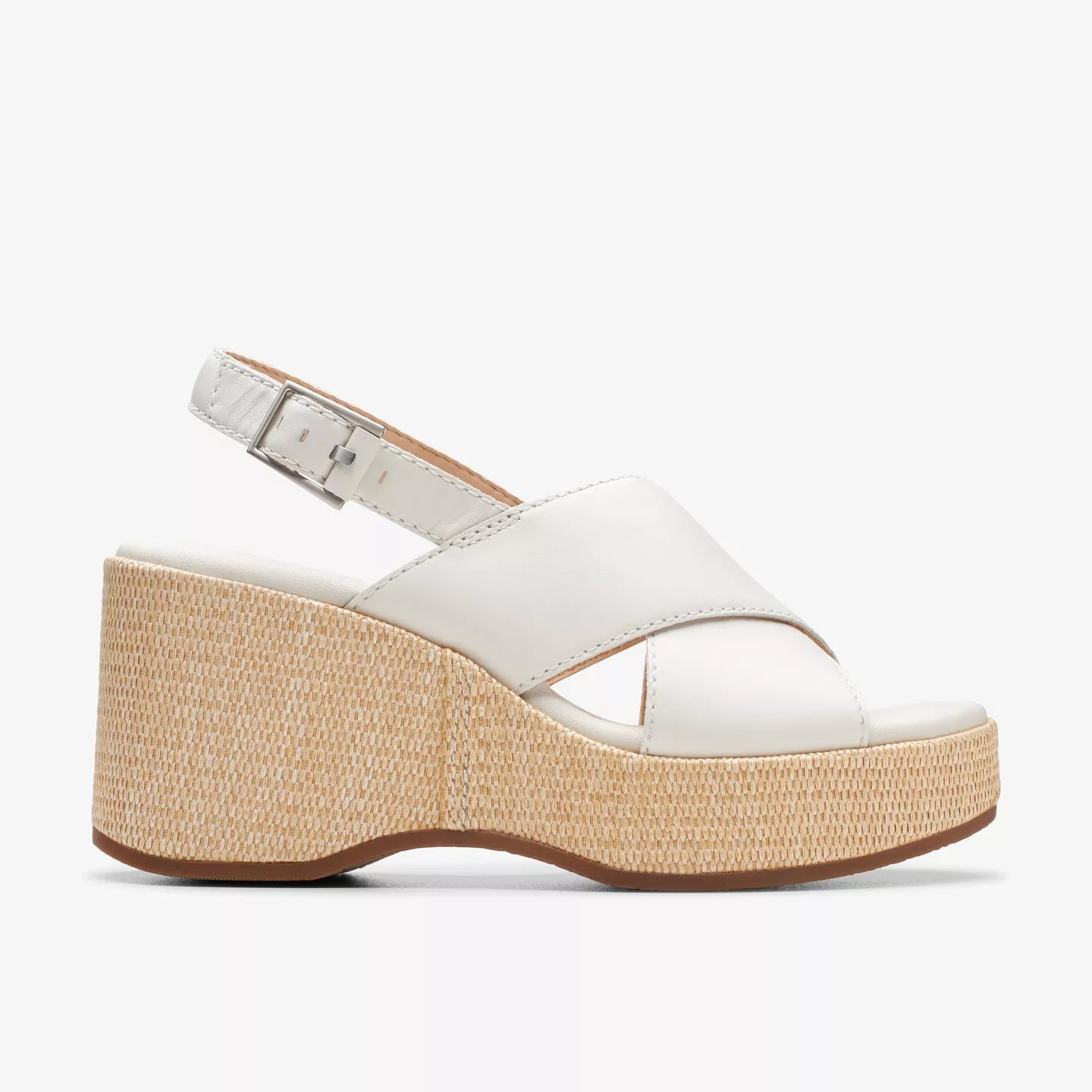 Clarks Manon Wish Wedge Off White Leather