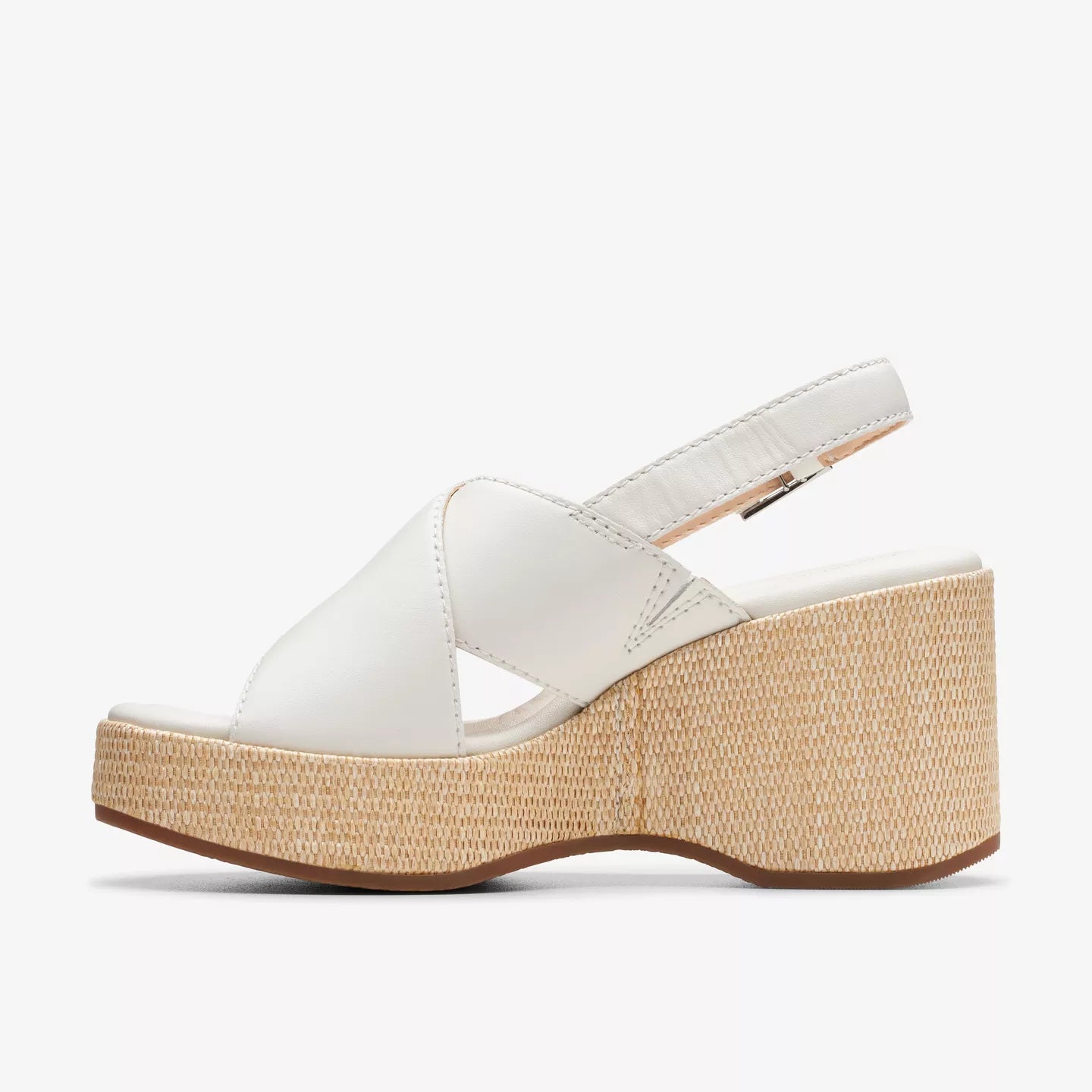 Clarks Manon Wish Wedge Off White Leather