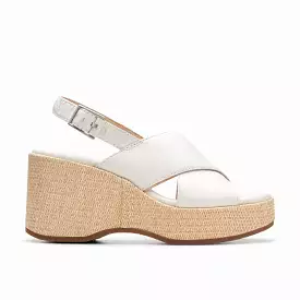 Clarks Manon Wish Wedge Off White Leather