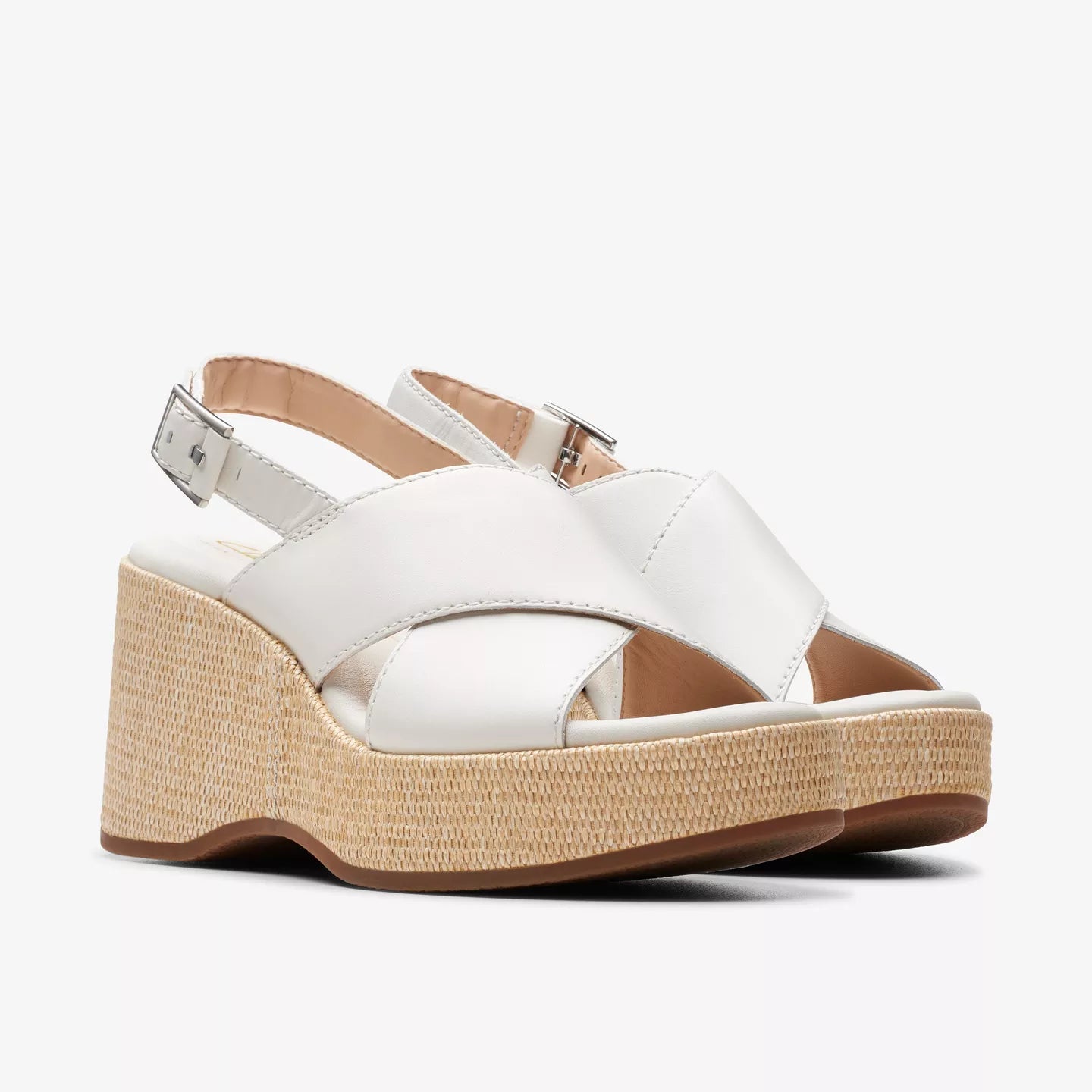 Clarks Manon Wish Wedge Off White Leather