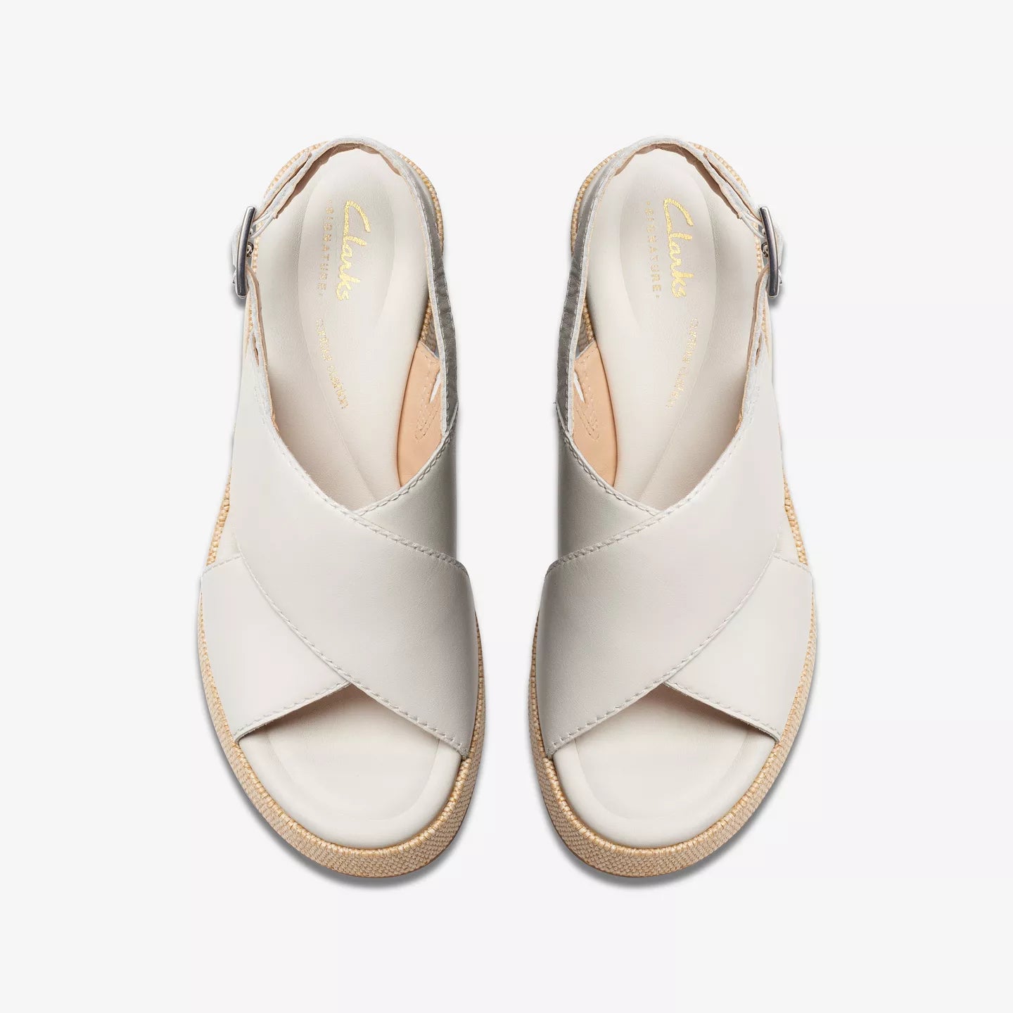 Clarks Manon Wish Wedge Off White Leather