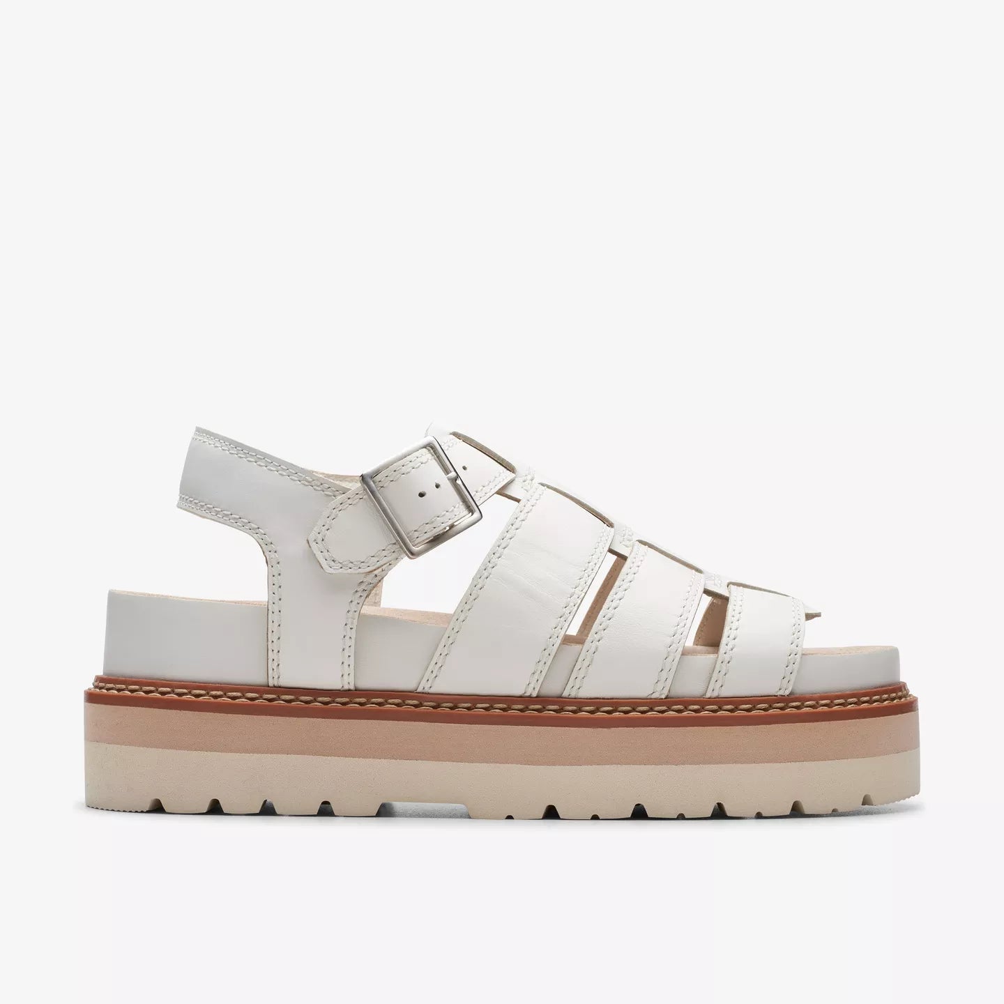 Clarks White Leather Sandals