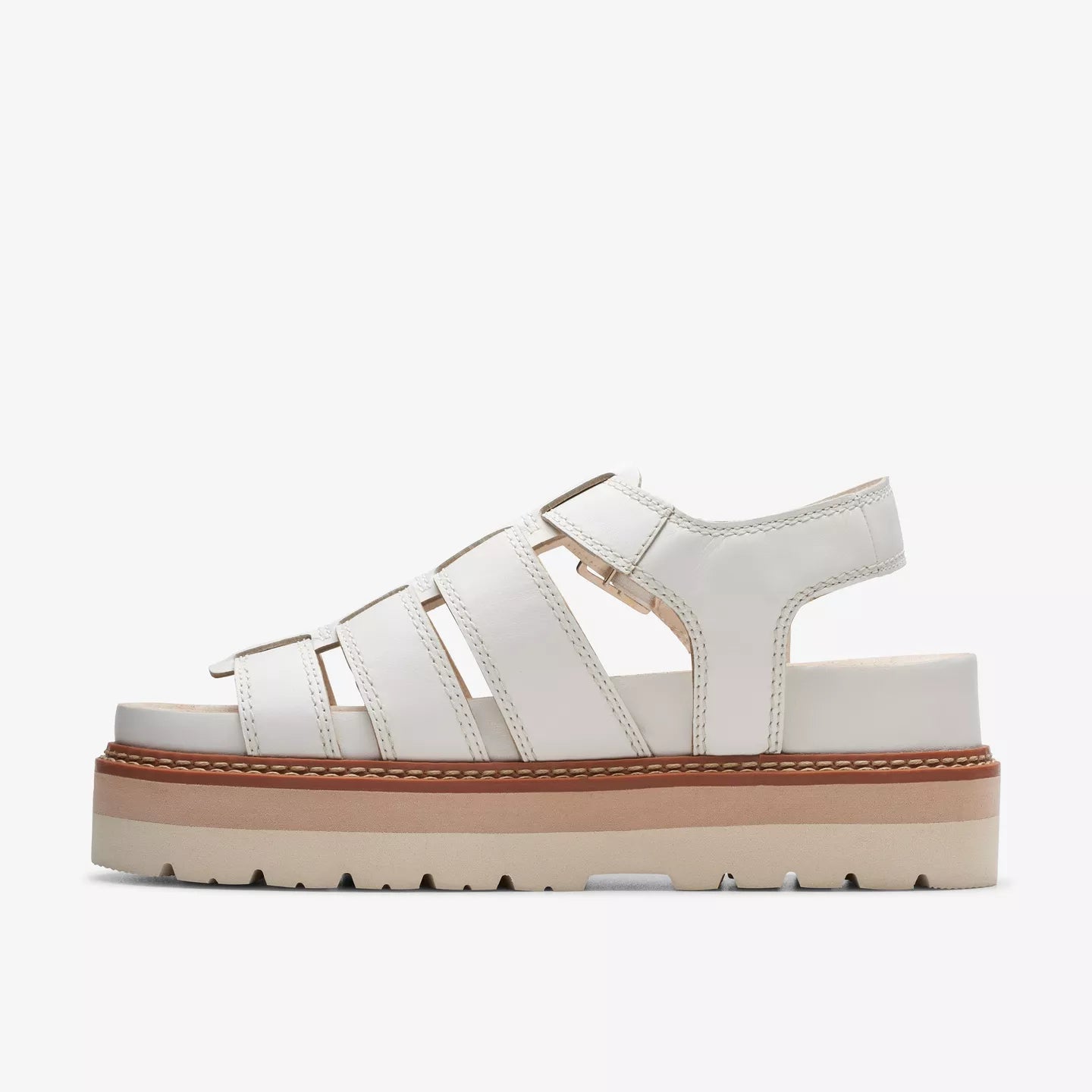 Clarks White Leather Sandals