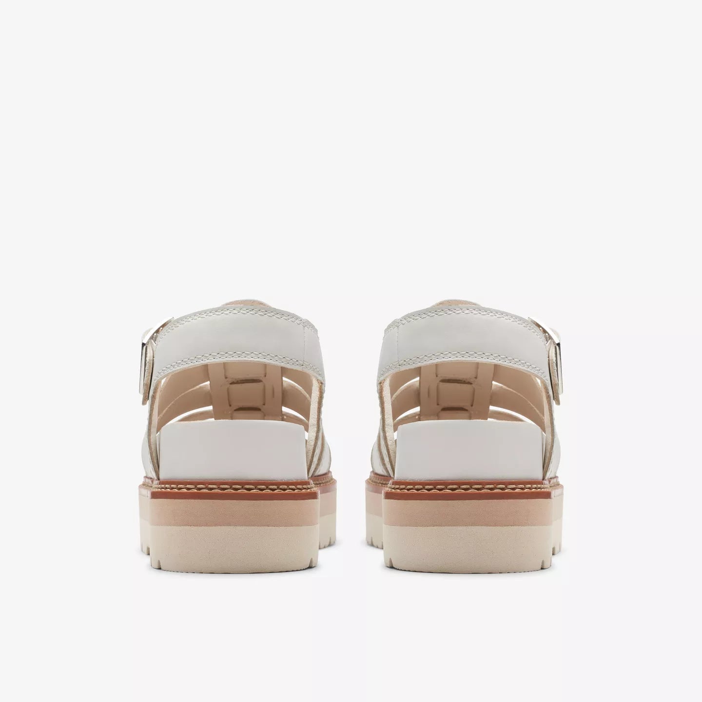 Clarks White Leather Sandals