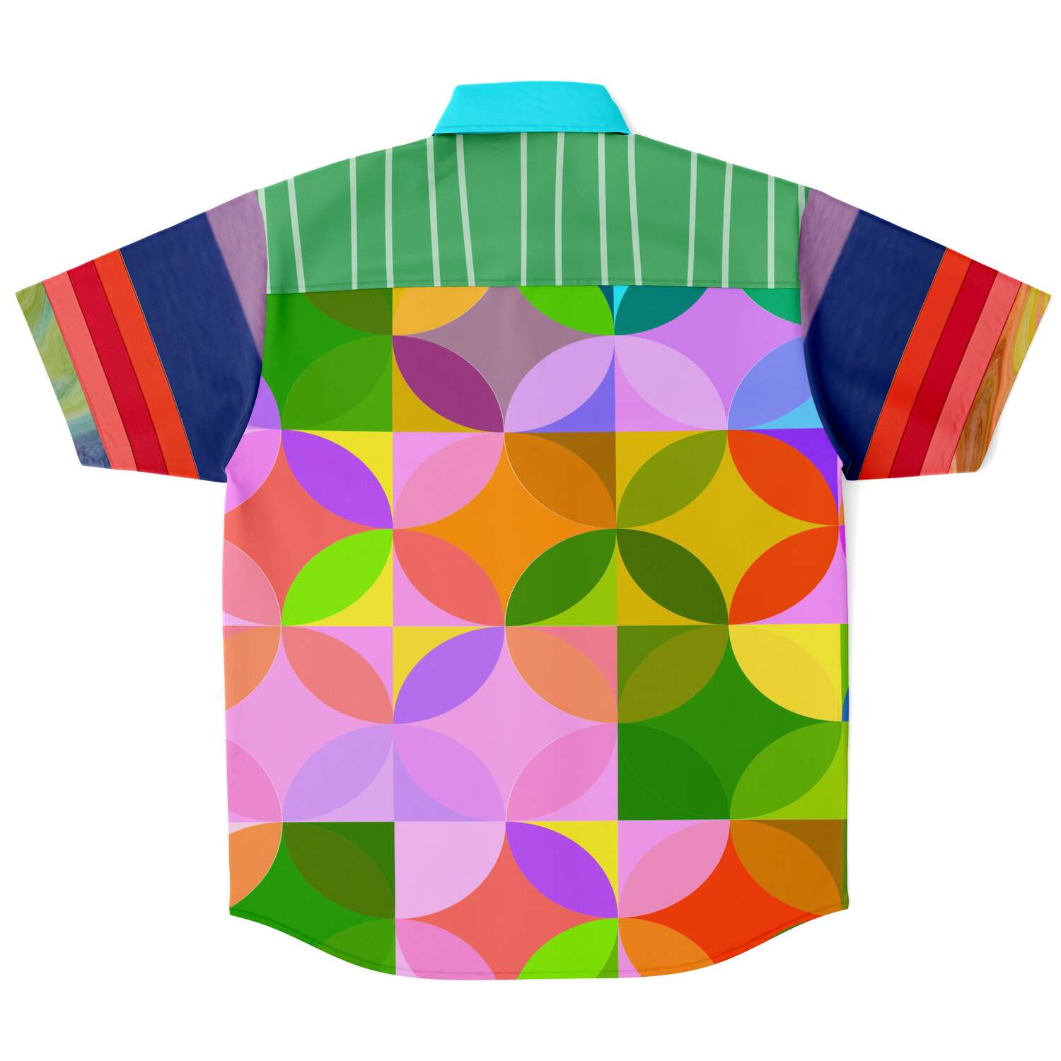 Colorful Short Sleeve Button Up Shirt with Rainbow Design