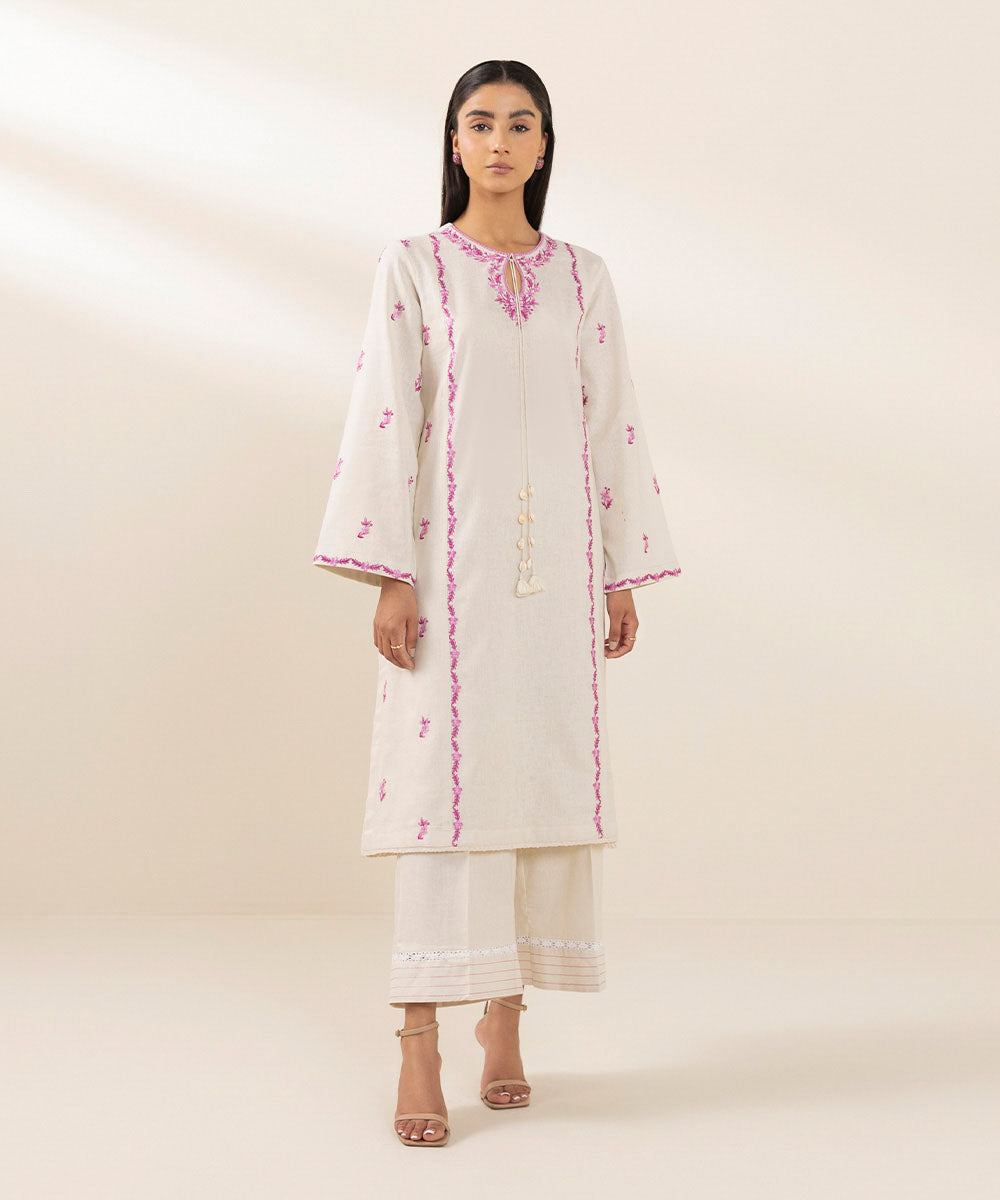 Cotton Linen Shirt with Embroidered Details