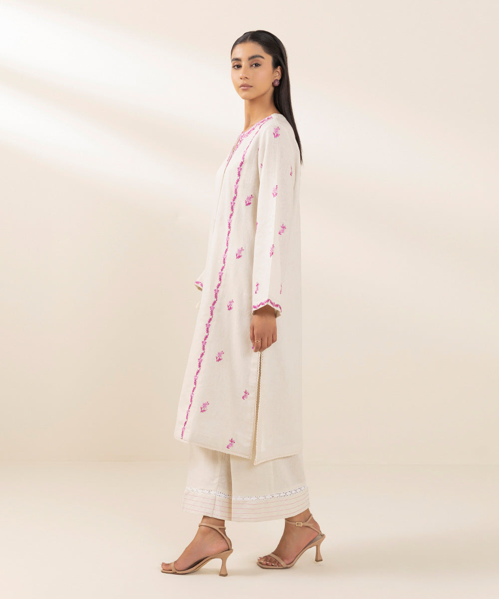 Cotton Linen Shirt with Embroidered Details