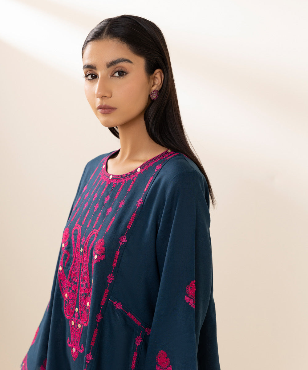 Cotton Linen Shirt with Embroidery