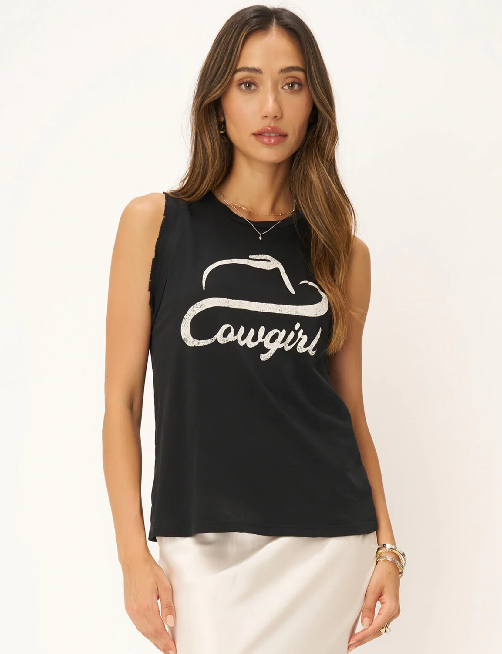 Cowgirl Tank Top, Dark Wash Black