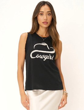 Cowgirl Tank Top, Dark Wash Black