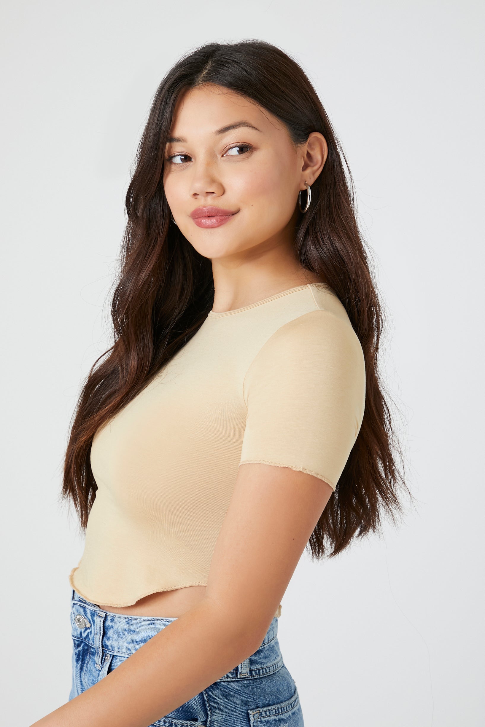 Cropped Curved-Hem Tee