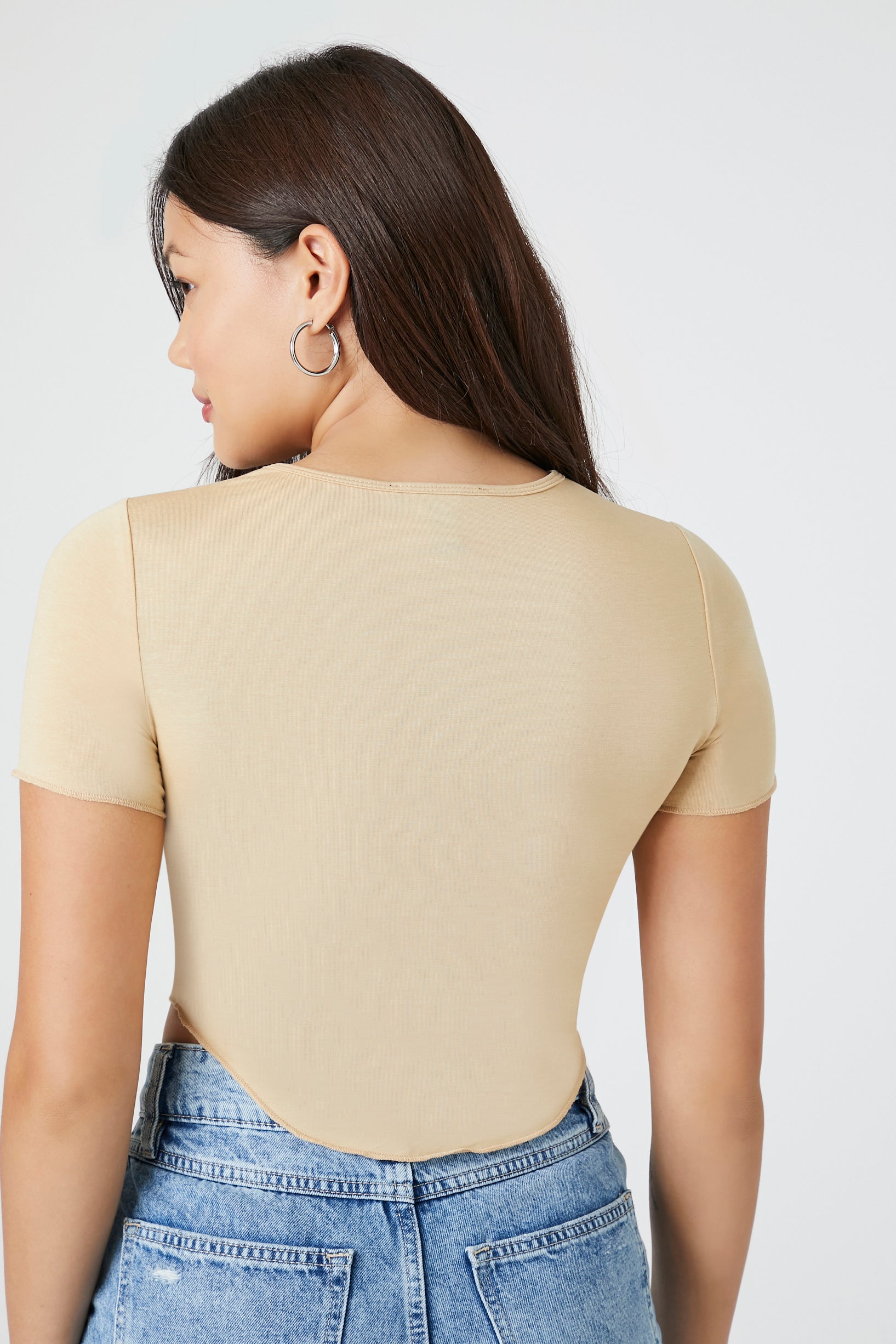 Cropped Curved-Hem Tee