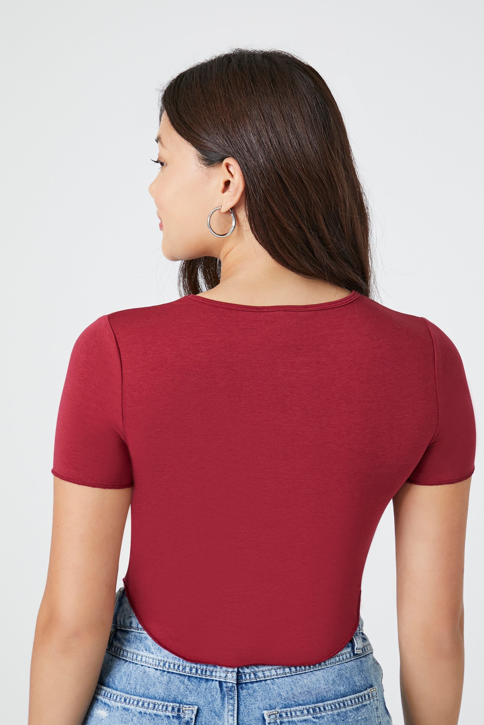 Cropped Curved-Hem Tee