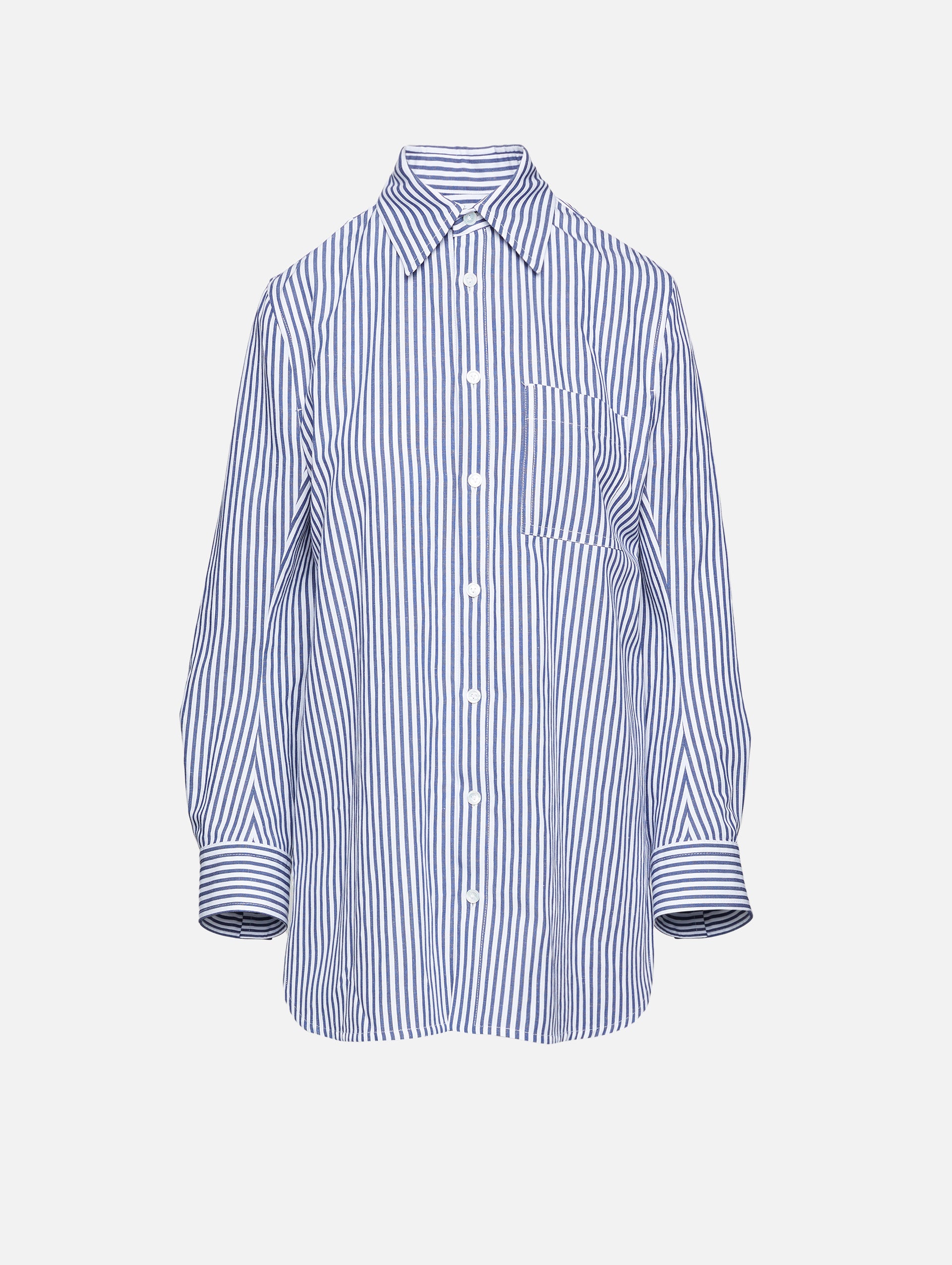 Curved Cotton Linen Shirt