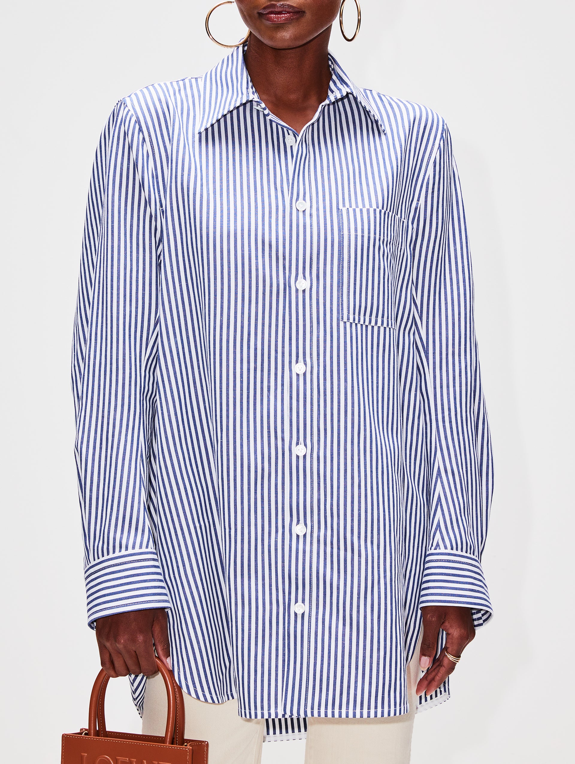 Curved Cotton Linen Shirt