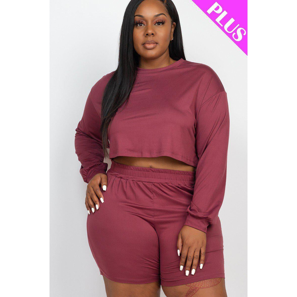 Curvy Cozy Crop Top and Shorts Set