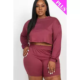 Curvy Cozy Crop Top and Shorts Set