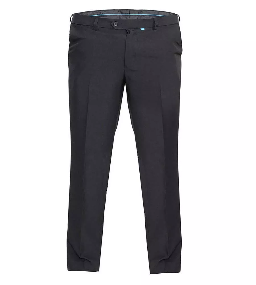 D555 Adjustable Waist Big Mens Black Trousers (MAX BLACK)