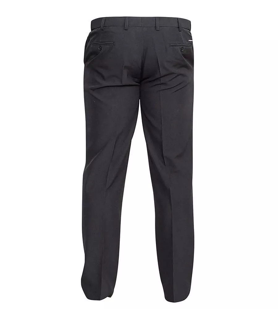 D555 Adjustable Waist Big Mens Black Trousers (MAX BLACK)