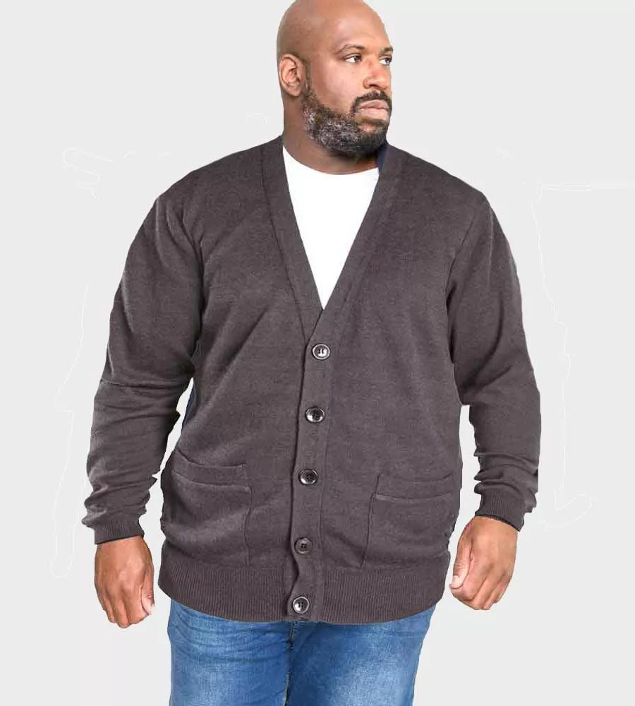 D555 Charcoal Buttoned Cardigan for Big Men (WALWORTH 3)