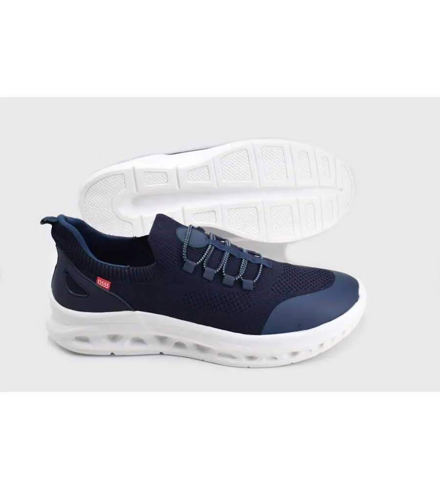 D555 Navy Hands Free Shoes with Knitted Top for Big Men (ALFRETON 2)