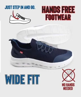 D555 Navy Hands Free Shoes with Knitted Top for Big Men (ALFRETON 2)