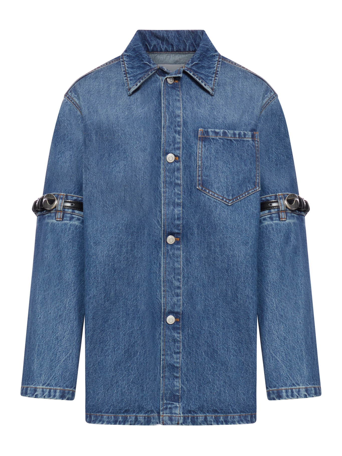 Denim shirt with waist belt