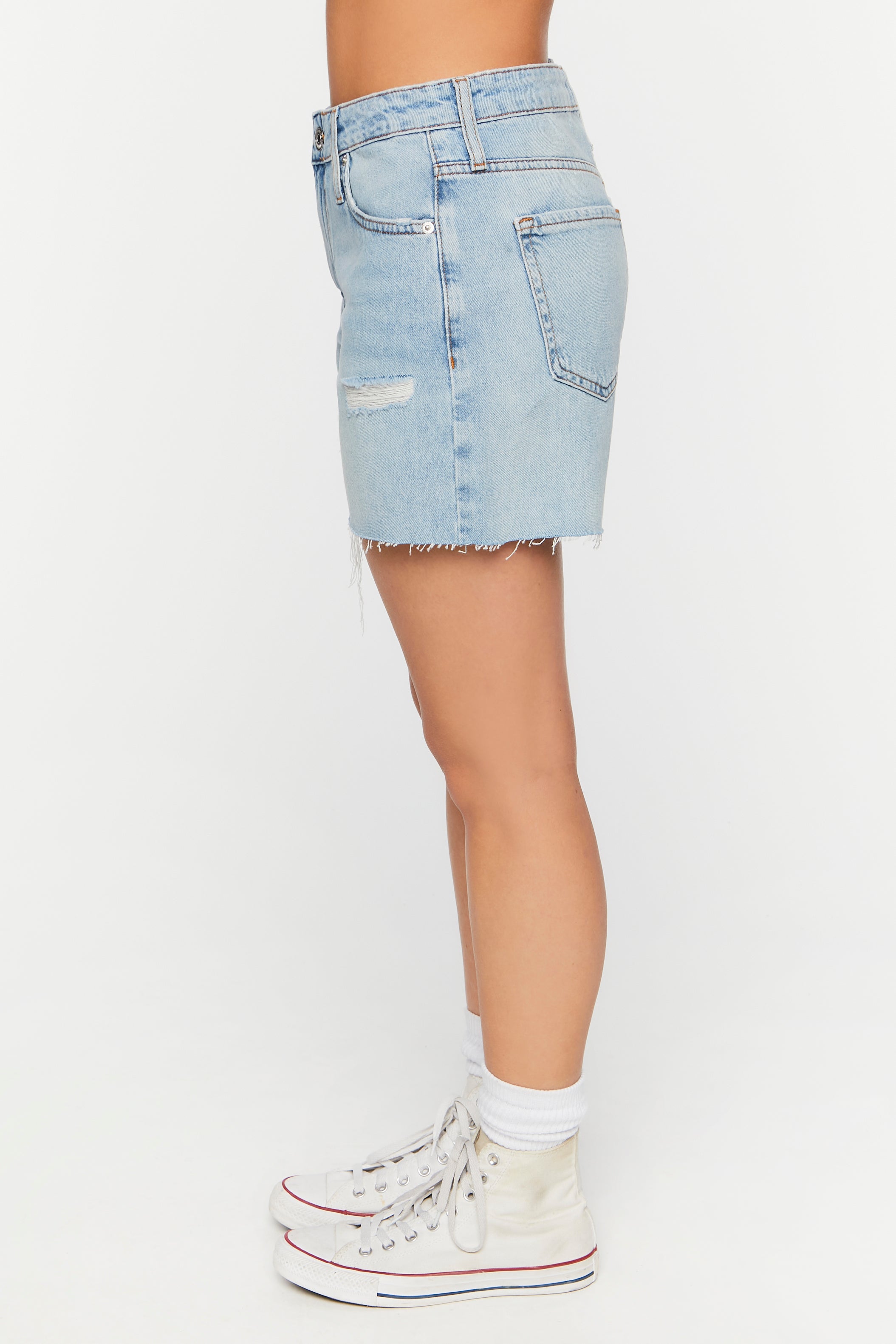 Distressed Denim Shorts - Cut-Off Style