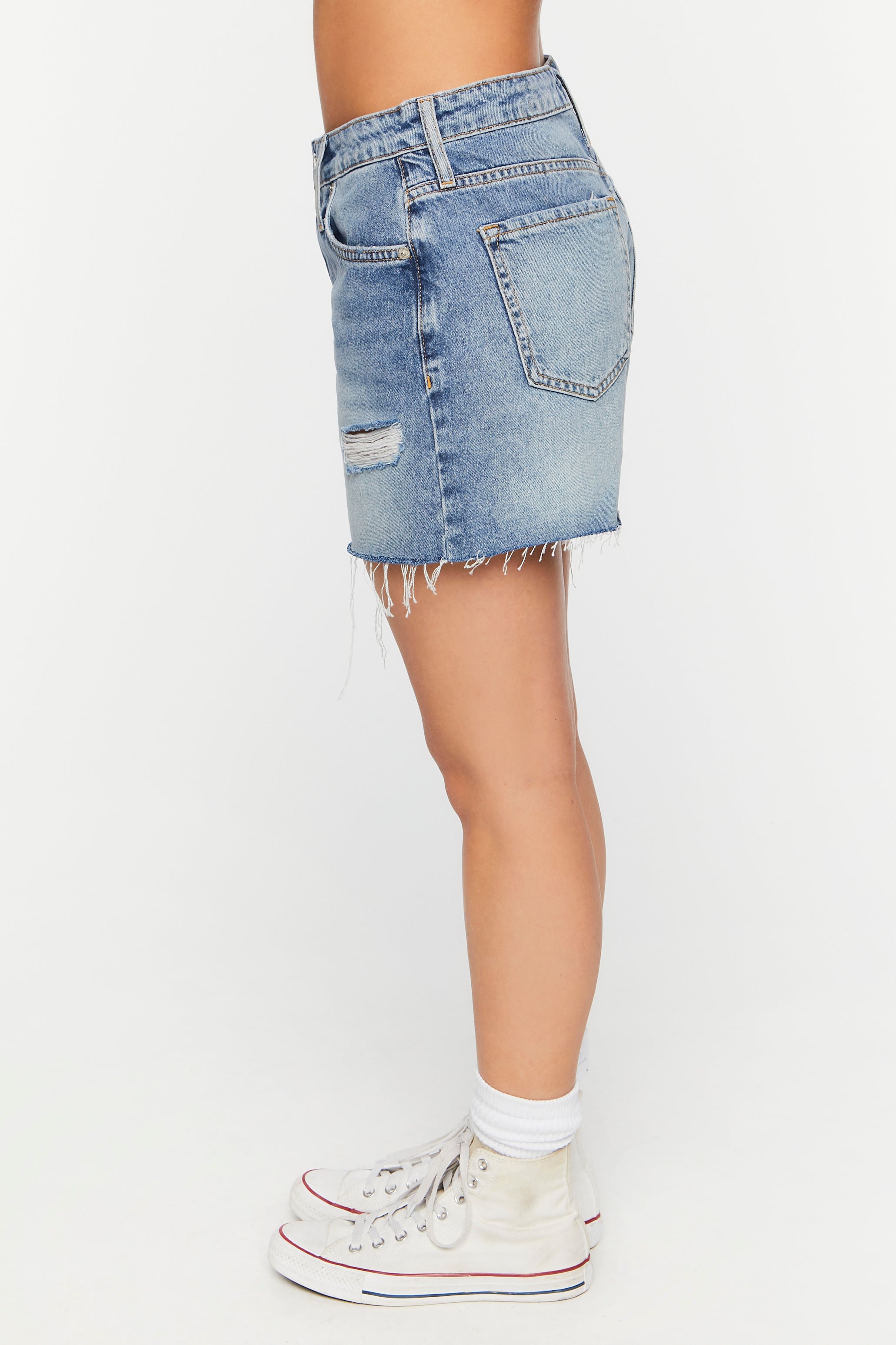 Distressed Denim Shorts - Cut-Off Style