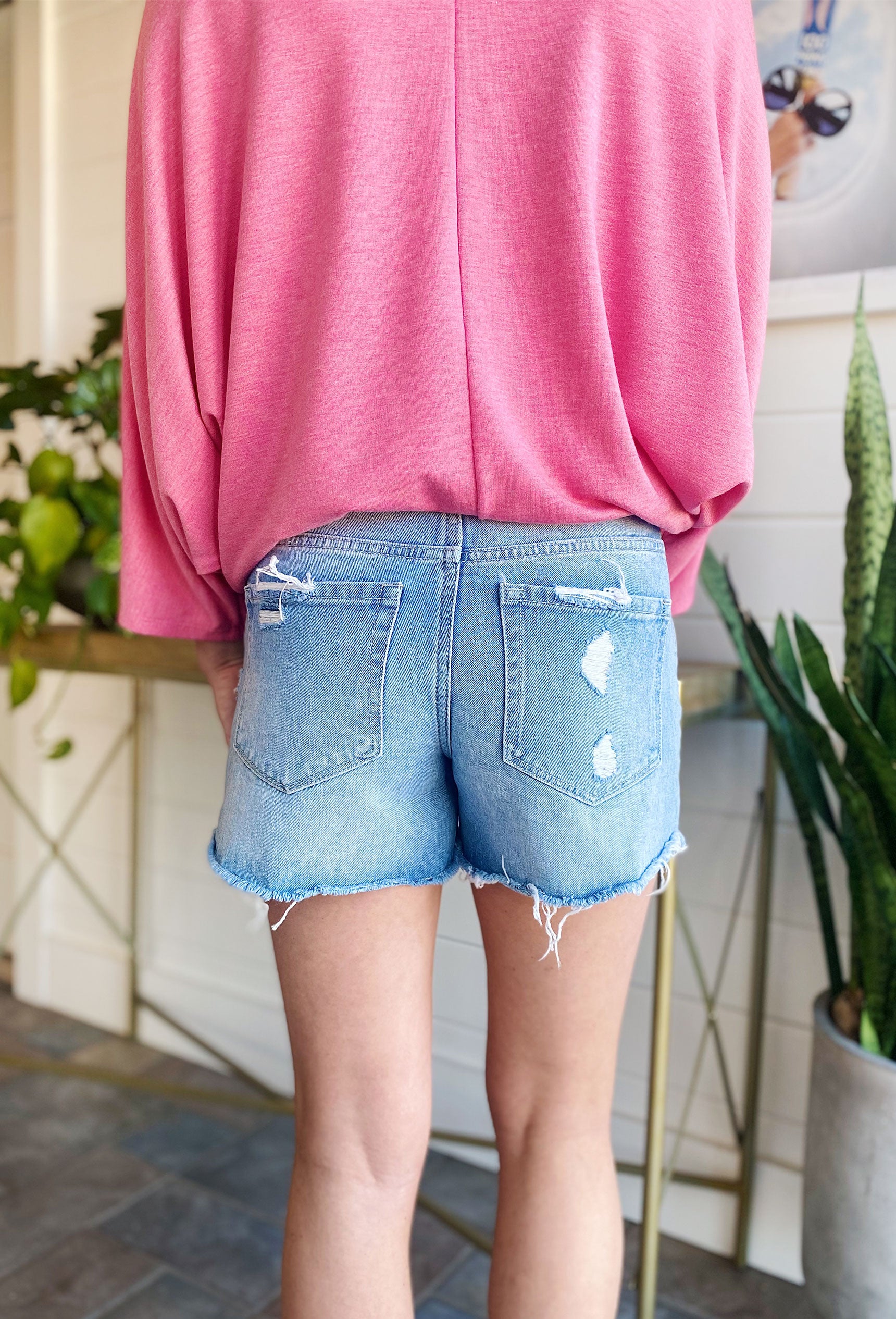 Distressed Mid-Rise Denim Shorts - Vervet Vintage