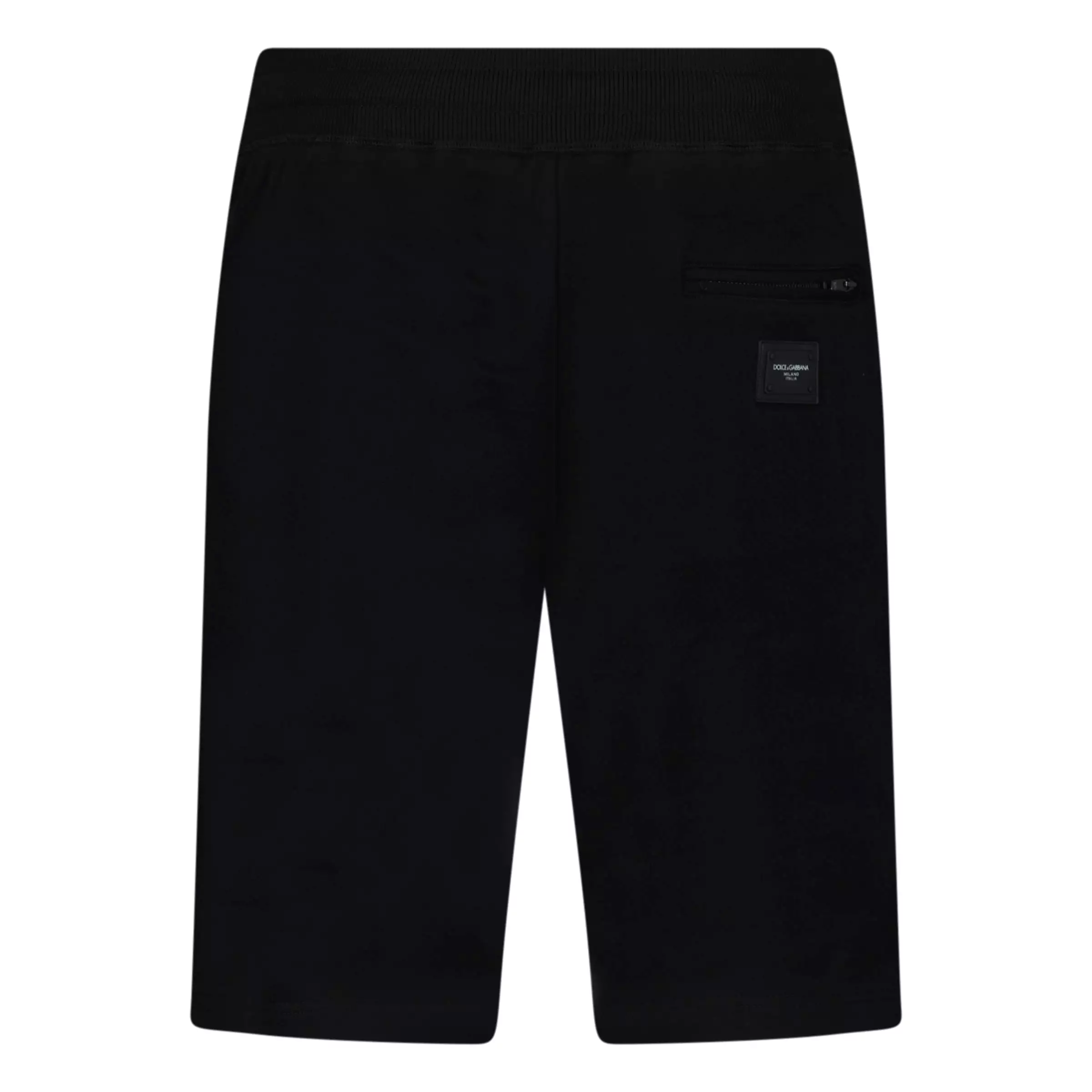 Dolce & Gabbana Black Rubber Plaque Logo Shorts