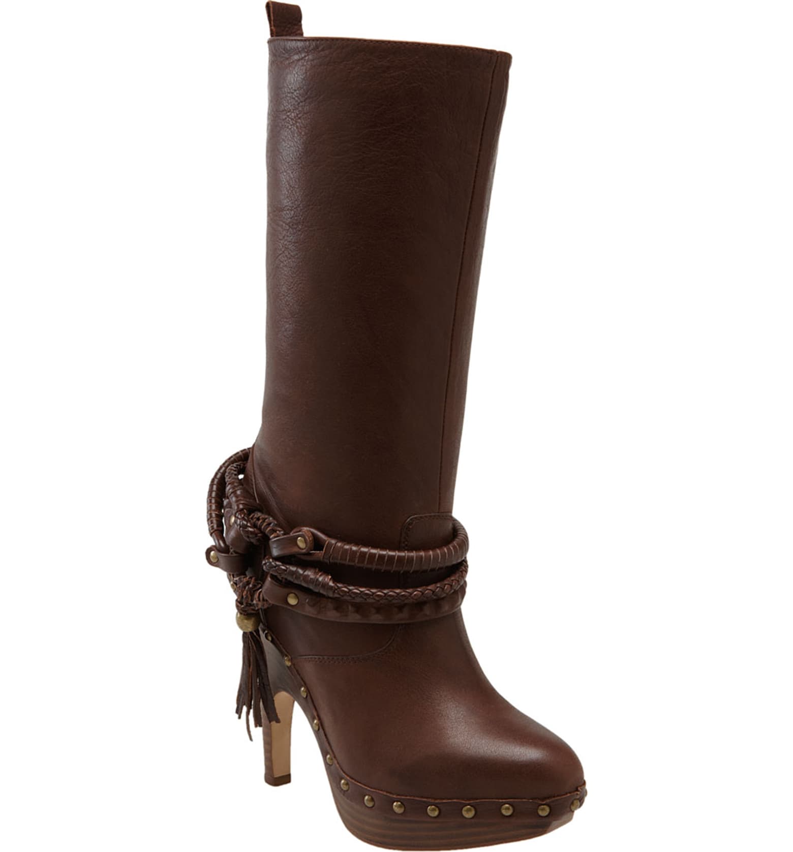 Dolce Vita Henrietta Platform Boots - Brown Leather Size 7M