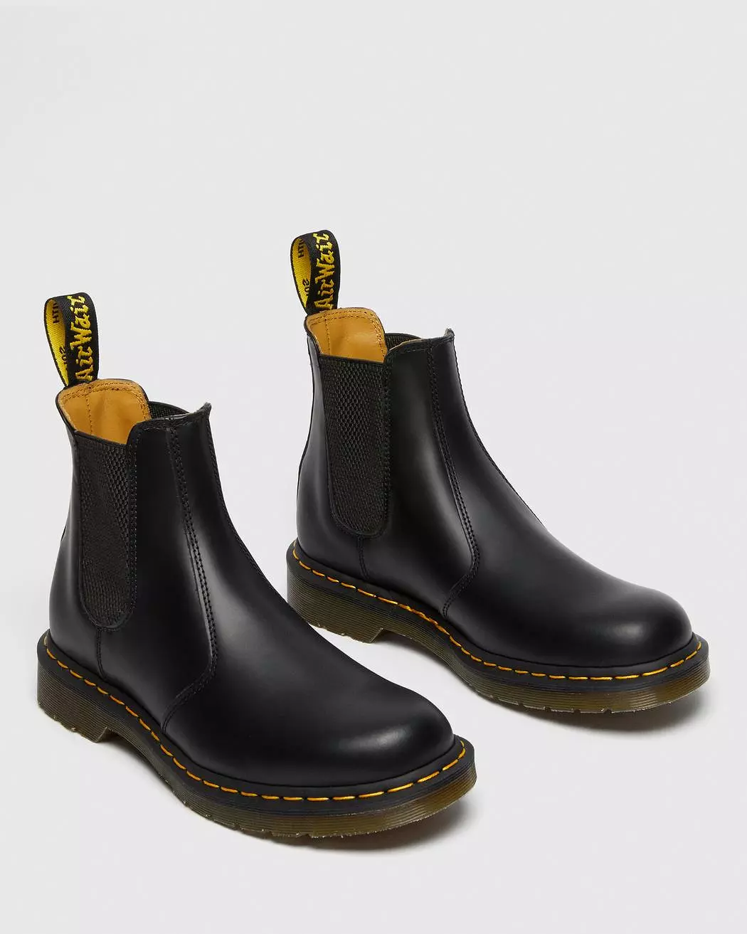 Dr Martens boots - 2976 Black Smooth Leather Chelsea Boots with Yellow Stitching - 22227001