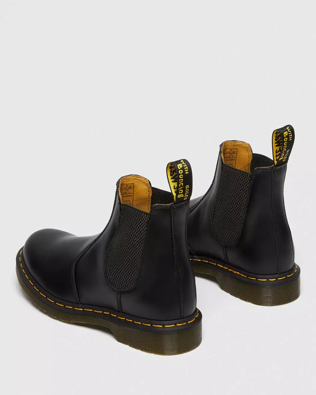 Dr Martens boots - 2976 Black Smooth Leather Chelsea Boots with Yellow Stitching - 22227001