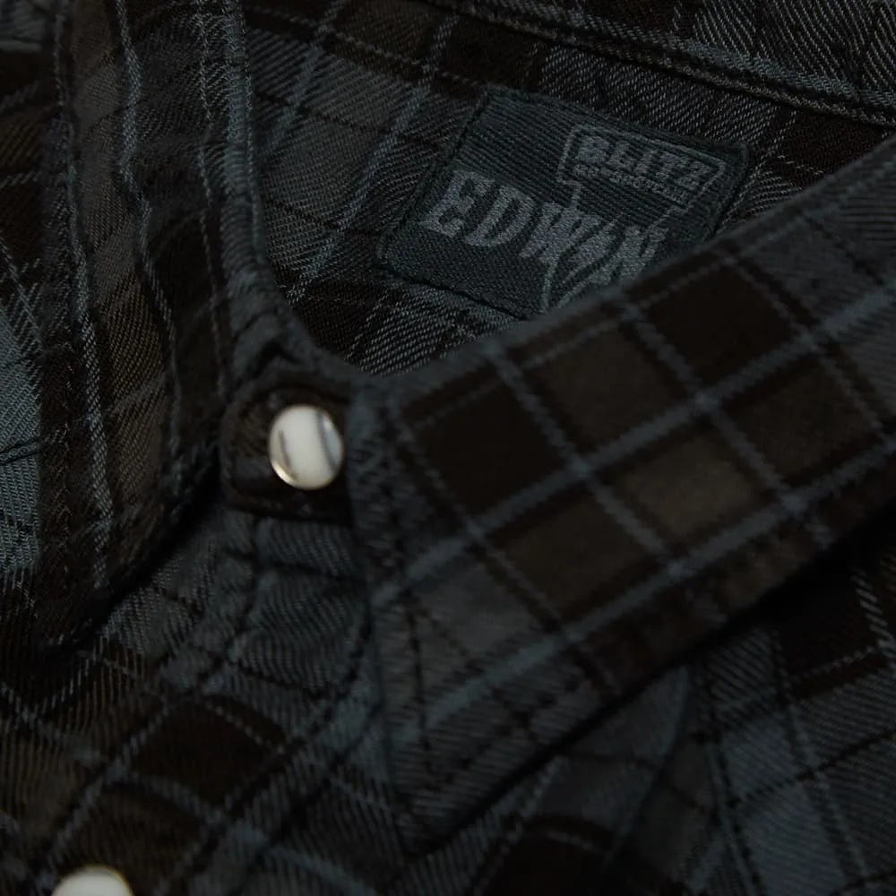 Edwin Menphis Long Sleeve Flannel Shirt - Overdyed Black