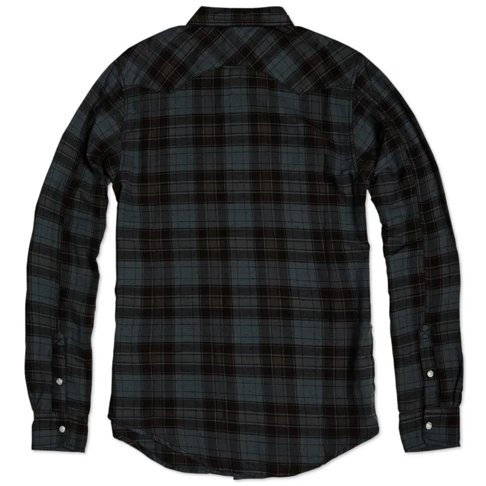 Edwin Menphis Long Sleeve Flannel Shirt - Overdyed Black